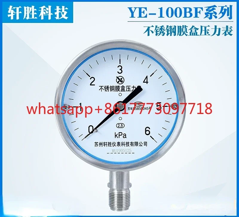 

YE100BF full stainless steel diaphragm pressure gauge