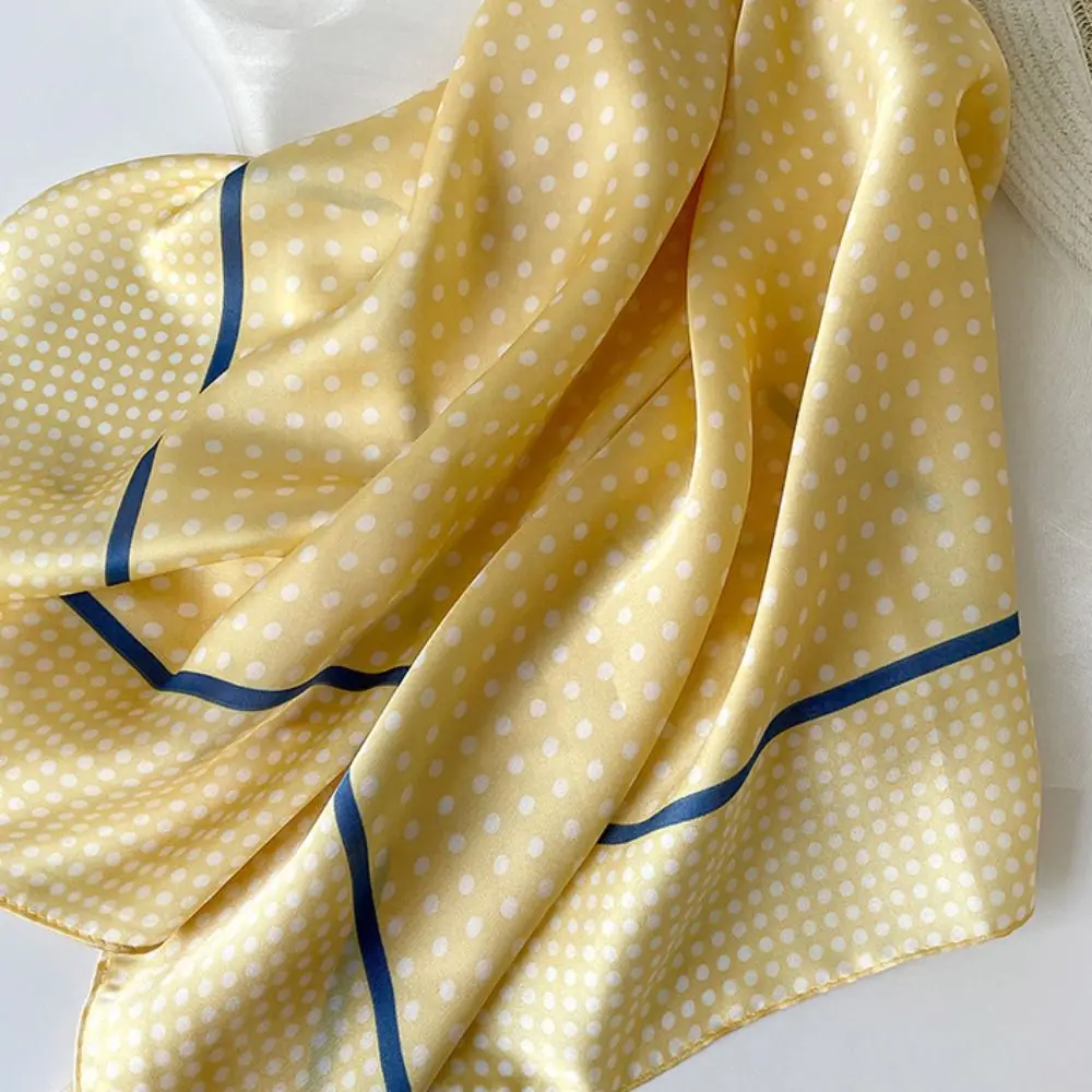 All-match Printed Dot Print Scarf Colorful Geometric Shape Polka Dot Silk Scarf Korean Spicy Girls Satin Hijab Scarf Accessories