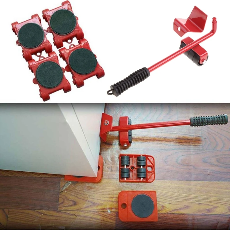 الأثاث المحرك أداة النقل رافع الثقيلة المواد تتحرك 4 بعجلات الأسطوانة مع 1 عجلة شريط مجموعة المهنية جهاز