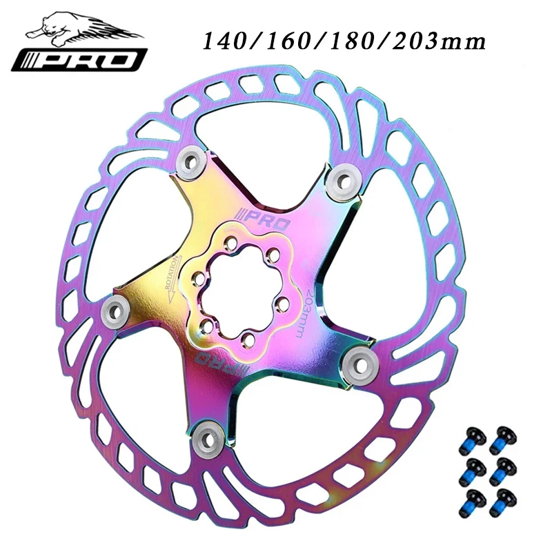 IIIPRO Mountainbike Verstärkte Schwimmende Bremsscheibe Regenbogen 140mm/160mm/180mm/203mm Rennrad Starke Kühlung Scheibenbremsen-Rotoren