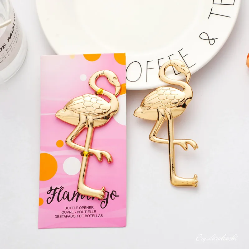 

10pcs Golden Flamingo Shaped Bottle Opener European Style Wedding Gifts for Guests Zinc Alloy Beer Opener Kitchen Tools Gadgets