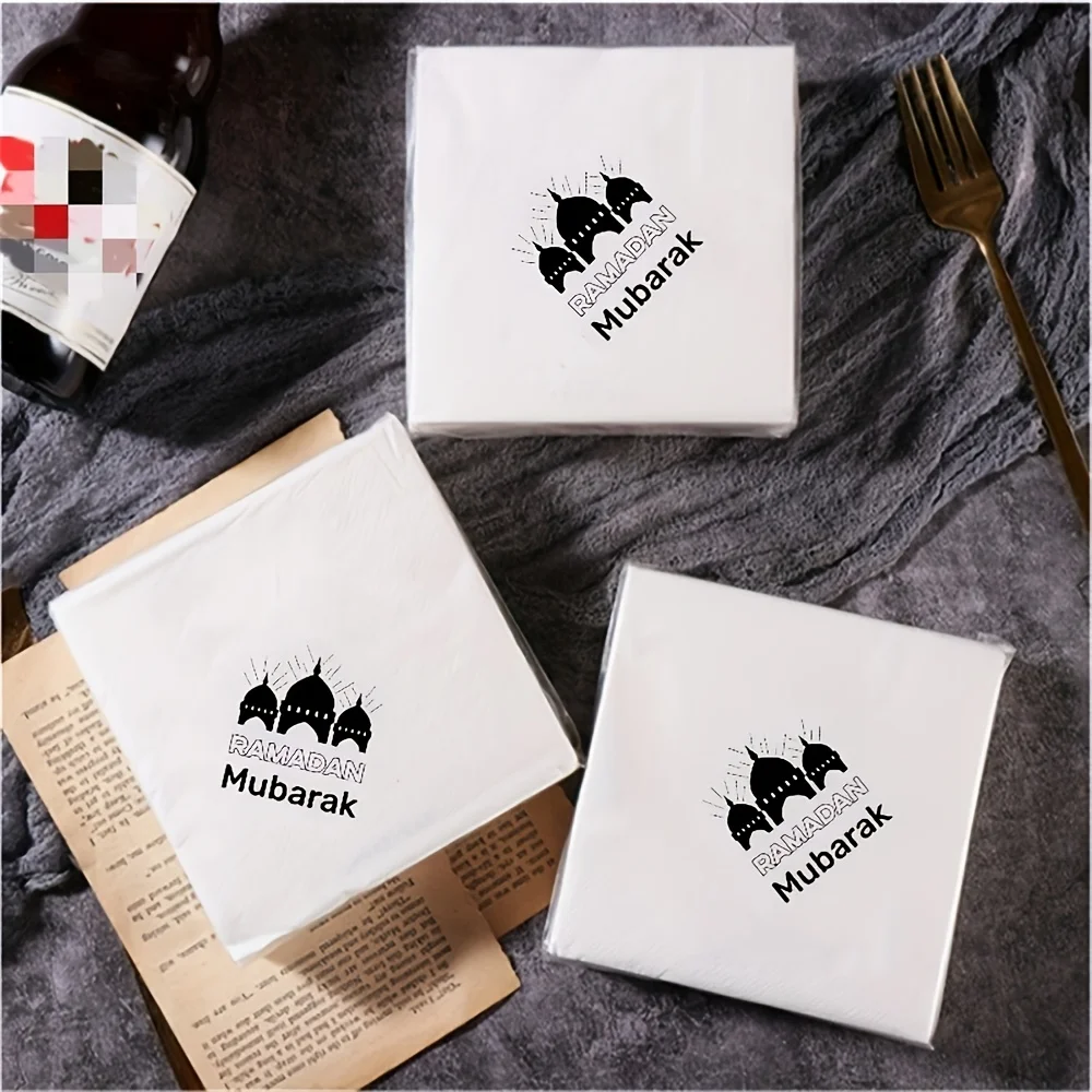 50 قطعة/الحزمة مناديل عيد مبارك/رمضان، لوازم تزيين عطلة رمضان، مناديل تزيين عطلة عيد الفطر الإسلامية #2