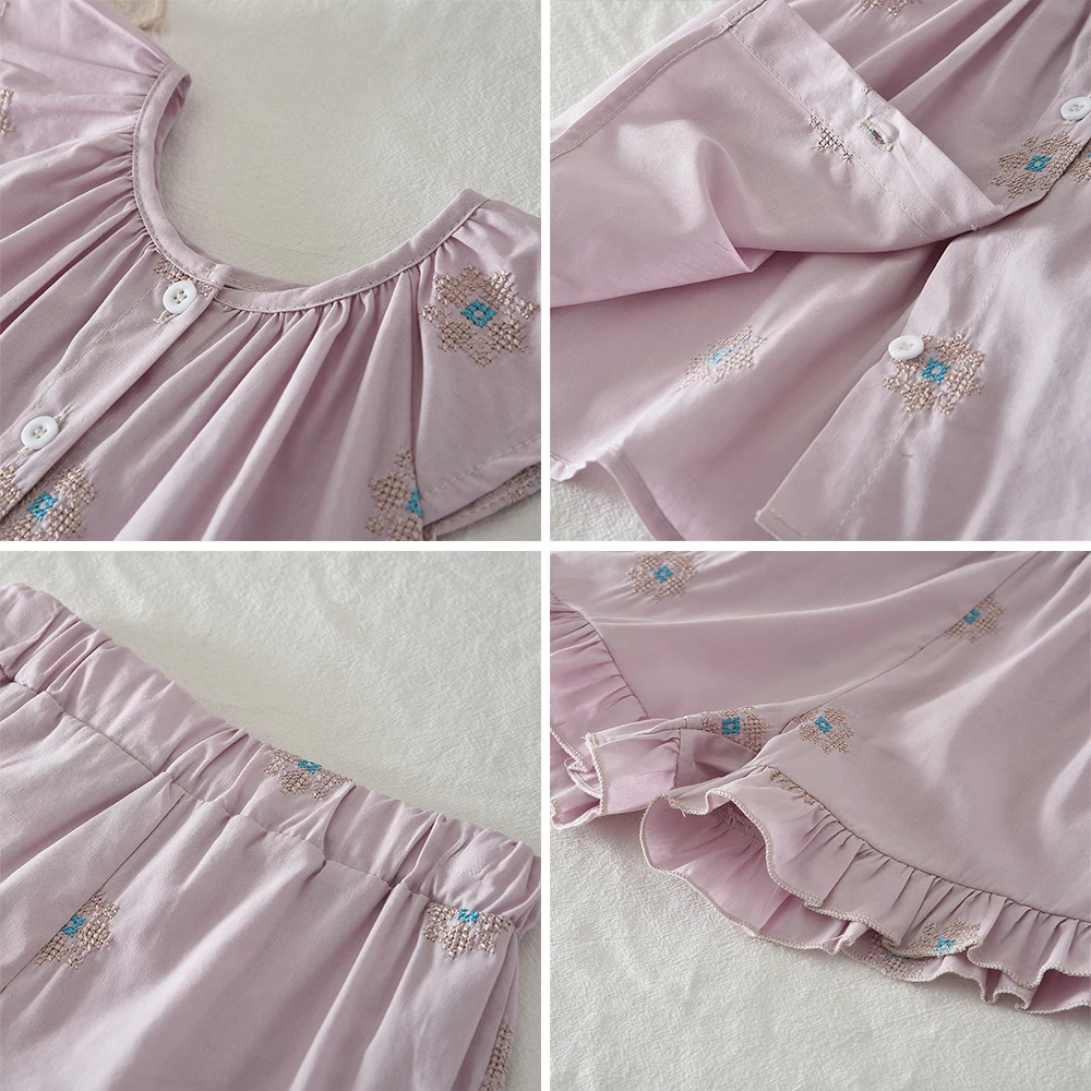 Sommermode-Set für Mädchen, Kinder-Blumendruck, fliegende Ärmel, Top + Shorts, zweiteiliges, süßes, erfrischendes Set für kleine Mädchen – Detail 27