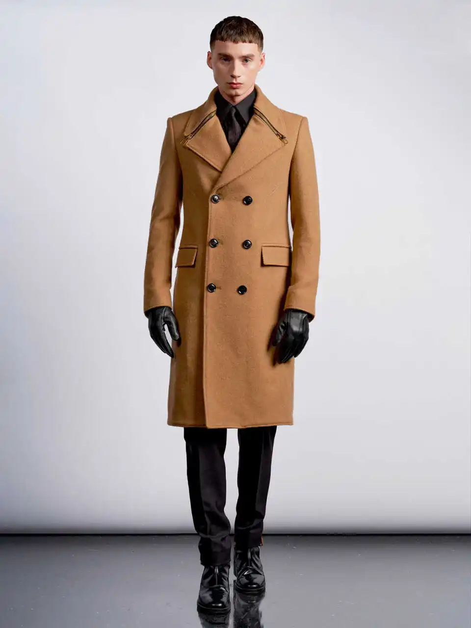 เสื้อโค้ทผู้ชายแบบใหม่สำหรับฤดูหนาว  แบบกระดุมสองแถว ผสมผ้าขนสัตว์  มีซิป  เสื้อคลุมกันหนาว  สามารถสั่งตัดได้