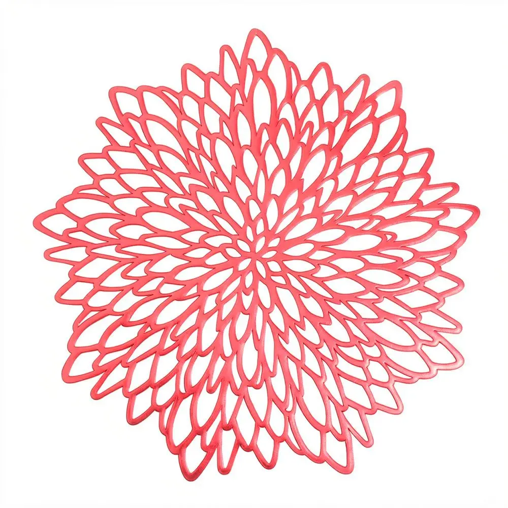 Modern PVC Table Mat Hollow Hibiscus Placemat Heat Insulation Non Slip Dining Table Decorative Accessories Pad