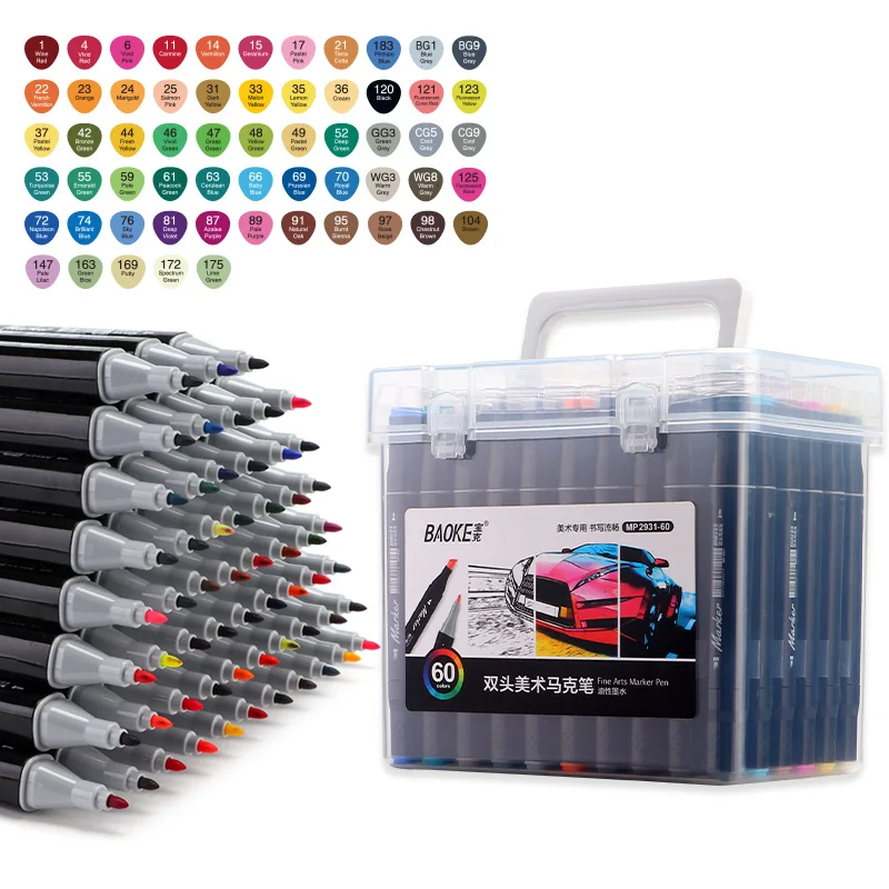 BAOKE MP2931#60 Colors Dual Tip Art Marker Set