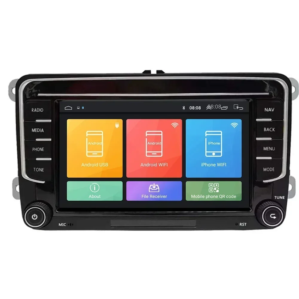 2 Din Android 13 Radio Mobil GPS 4G WiFi DSP Carplay para VW / Volkswagen Skoda Octavia Golf 5 6 Touran Passat B6 Polo Jetta