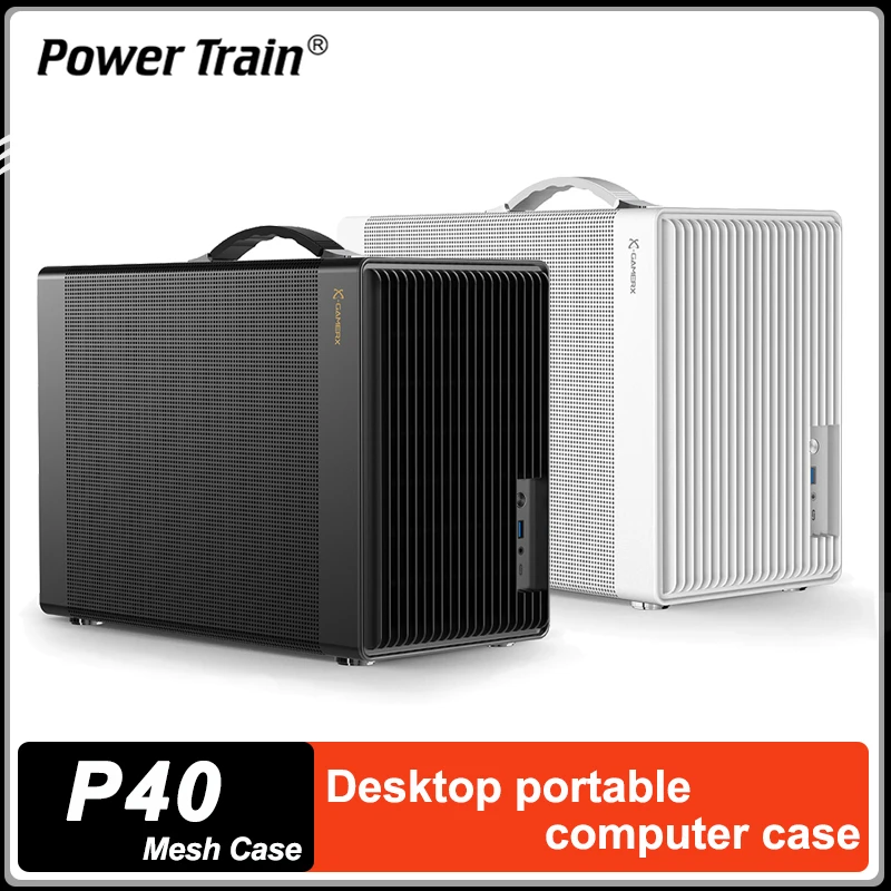Power Train P40 MATX Mesh Desktop Case ITX Small Computer Handheld Chassis Support ATX/SFX Power Supply 350mm Graphics Card ﻿