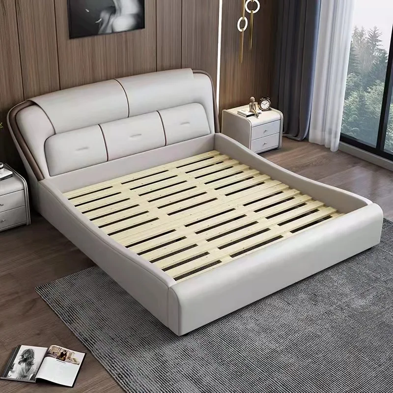 

Modern King Bed Twin Bed Frame Hotel Living Bedroom Furniture Home Low Leather Bed Bedroom Set Luxury Classic Wood
