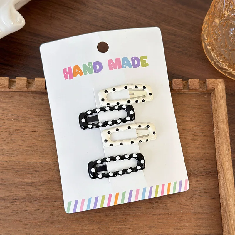 New Black White Dots Star Bow Heart Barrettes Set BB Clips y2k for Girls Cute Sweet Hairpins Child Fashion Hair Accessories Gift