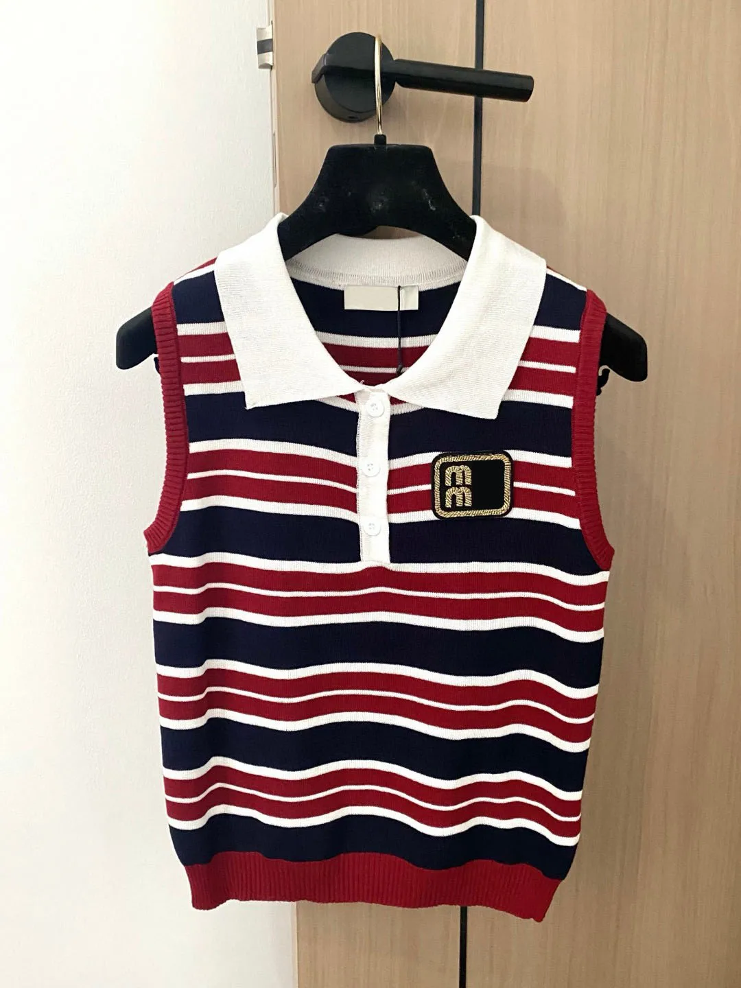 

Summer 2025 Women's Knitted Vest Embroidered Letter Ne Svel Striped High-End New Arrival from Nan You
