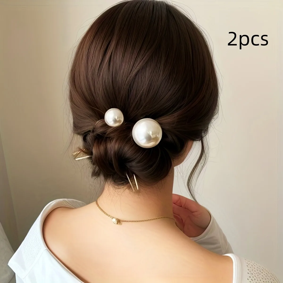 2-Piece Faux Pearl Hairpin Set  U-Shaped For Women & Girls, Hair Accessories Hair pin Perfect For Weddings