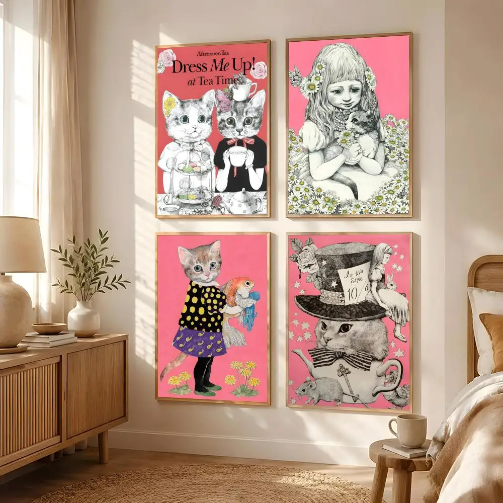 Whimsical Artist Higuchi Yuko Poster Poster All-match HD Waterproof Self-Adhesive Wall Art Sticker For Home Bedroom