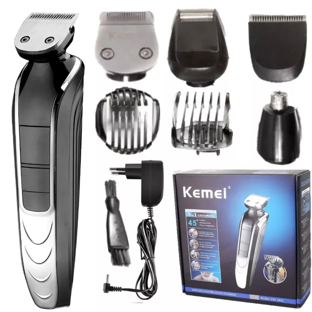 

Kemei 5 in 1 Professional Rechargeable Hair Clipper Hair Clipper Shaver Cordless Adjustable Hair Clipper KM-1832