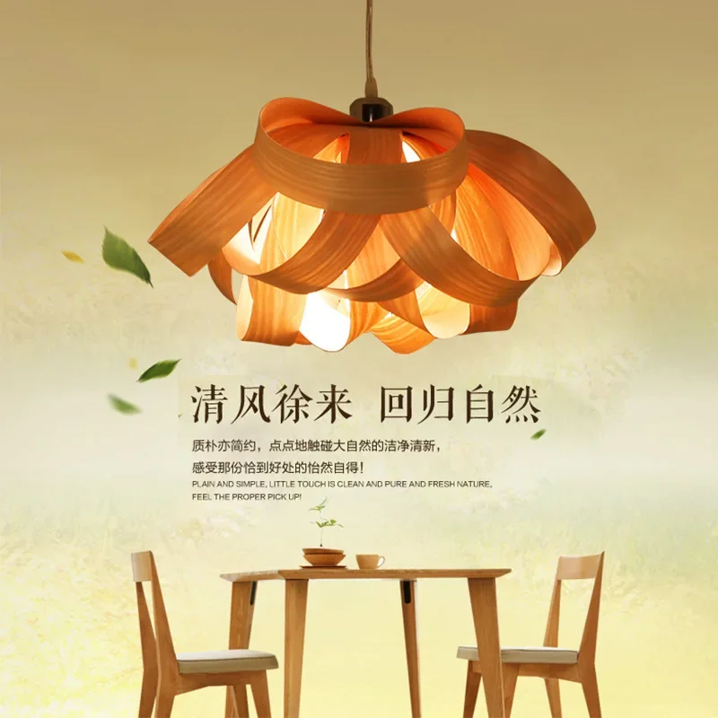 Southeast Asian Chinese Wooden Chandelier Bedroom Restaurant Creative Personality Balcony Lighting Bar Cafe Bar Lamp