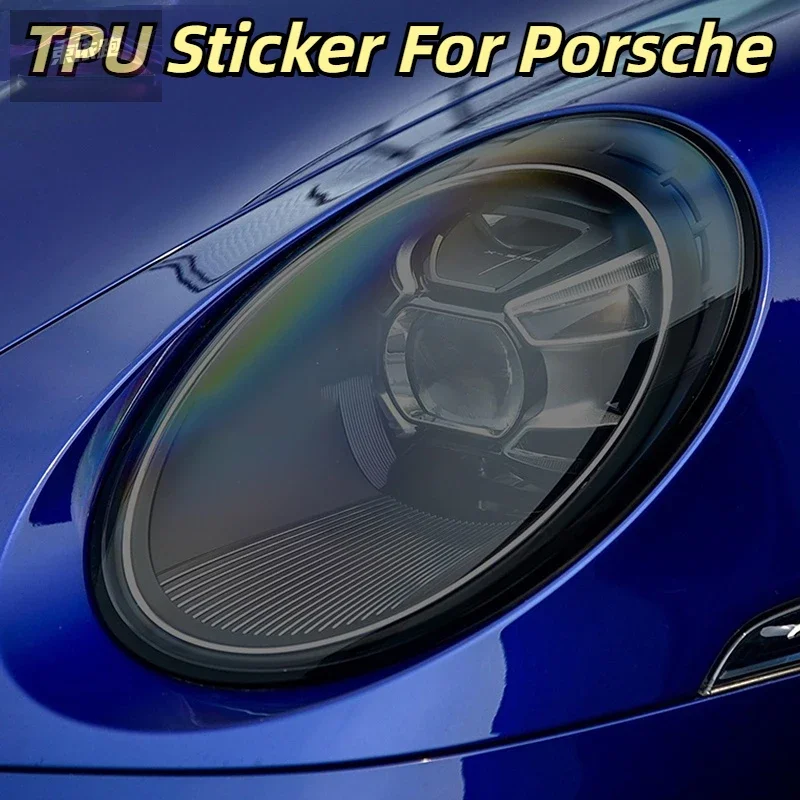 

Для Porsche 911 992 2019 2020 2021, автомобильные передние и задние фары, защитная пленка против царапин, черные, прозрачные аксессуары из ТПУ PPF