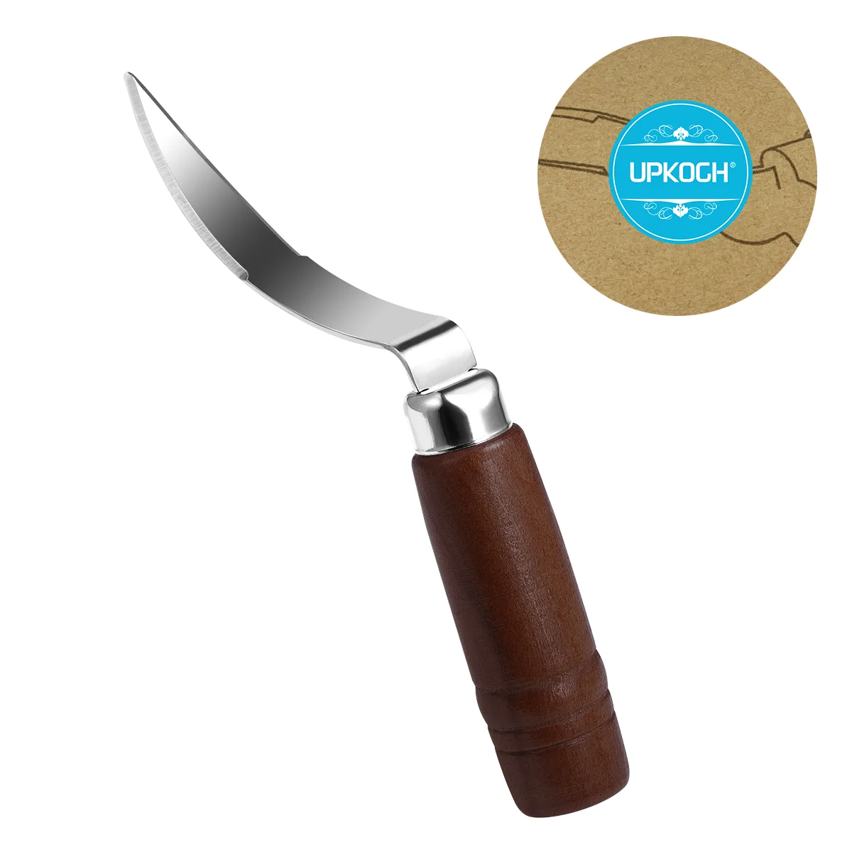 UPKOCH Stainless Steel Coconuts Meat Removal Scraper Wooden Handle Coconut Tool for Kitchen Coconut Meat Remover