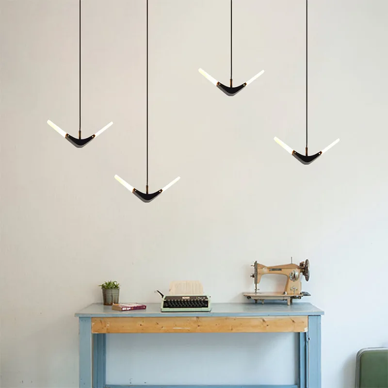 Moden Seagull Pendant Lamps Black Silver Nordic Restaurant Kitchen Living Room Dining Table Pendant Light Airplane Hanging Lamps