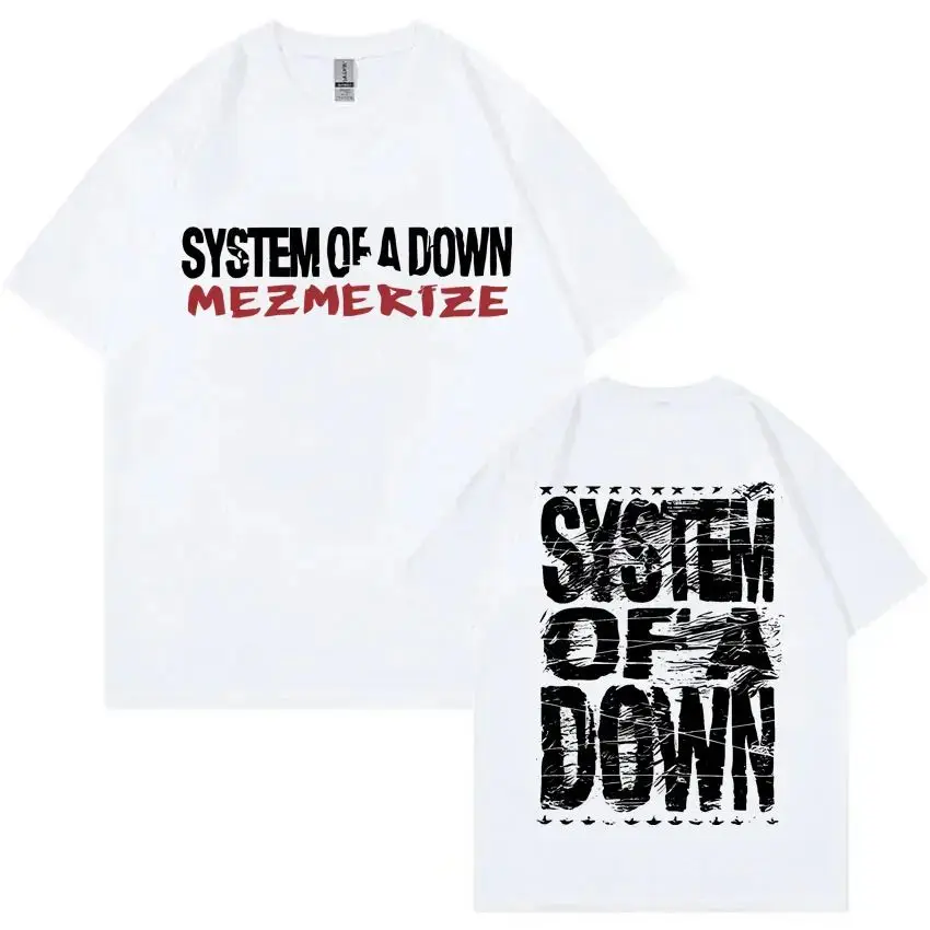 تي شيرت Rock Band System of A Down Mezmerize تي شيرت عتيق للموسيقى المعدنية البديلة تي شيرت أنيق كبير الحجم
