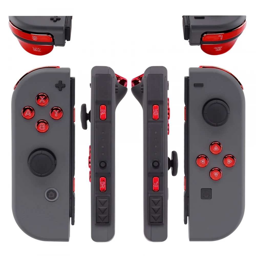 eXtremeRate Full Set Buttons with Tools for Nintendo Switch & OLED JoyCon, Chrome Replacement ABXY SR SL L R ZR ZL Trigger
