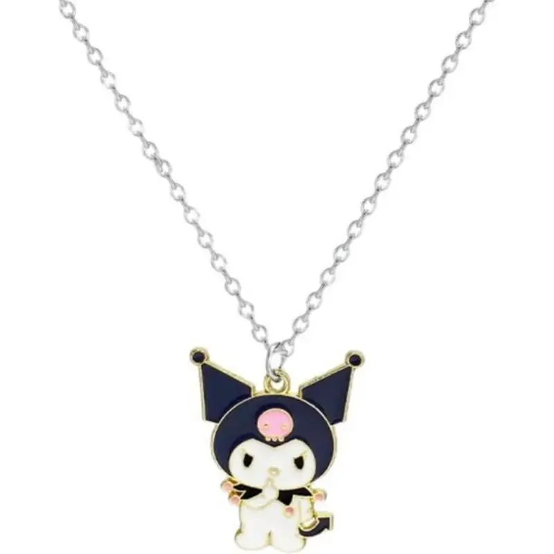 Sanrio-Colgante Kawaii Kuromi para amantes, collar sencillo de Japón y Corea del Sur, tendencia de estudiantes, Diablo, personalidad, accesorios versátiles