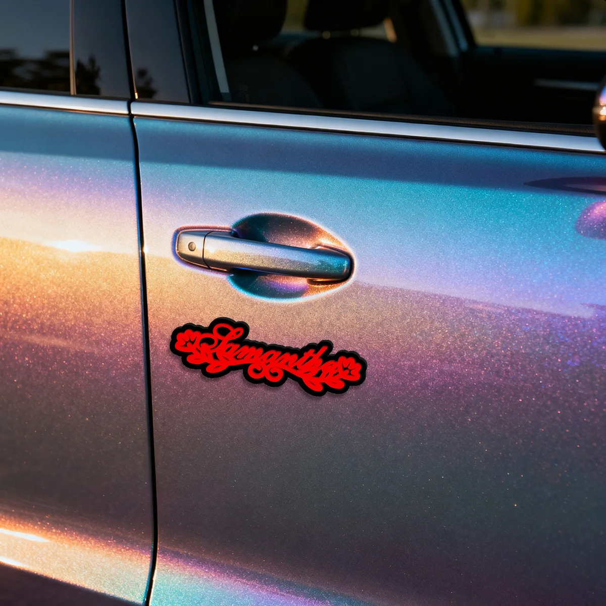Trendy Wreath Decor Font  Car Sticker, Custom Logo 3D Red Color Car Sticker Fender Trunk Badge Decal Car Decorative Accessorie