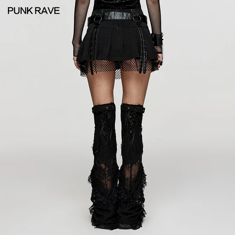 PUNK RAVE Women\'s Punk Sexy Vibrant Short Pleated Mini Skirt Daily Faux Leather   Women Clothing