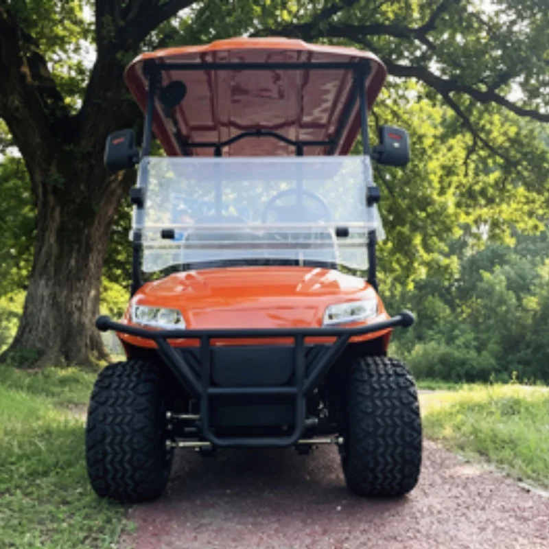 Electric Golf Cart 4 Seat Hunting Car Street Legal 48V 60V 4KW 5KW 72V Motor Club Car 12-Inch Tires Sound Bar Folding Windshield