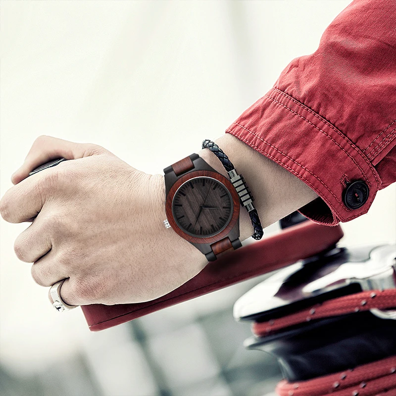 خشب الأبنوس ساعة للرجال والنساء الفاخرة الكوارتز موضة عادية زوجين ساعات المعصم مضيئة كرونوغراف ساعات