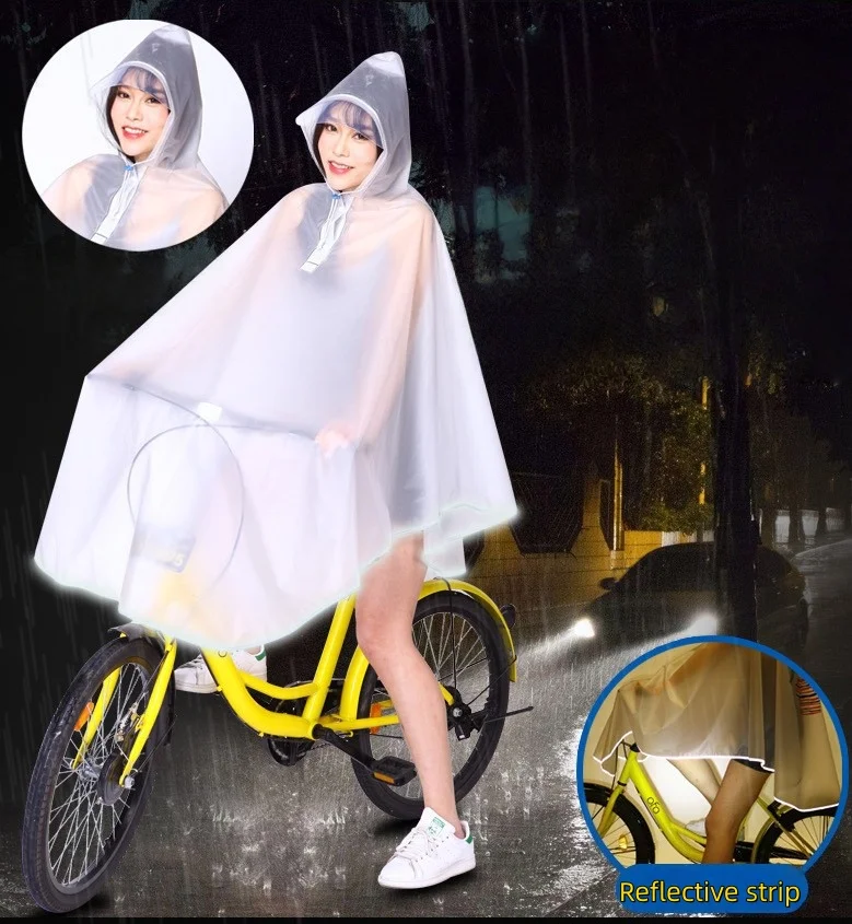 EVA Raincoat For Bicycle Cycling Poncho Bagpack Design Adult Rainwear Transparent Reflective Strip Wind-resistant Raincoat