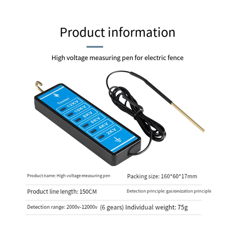 

【HOT】1 PCS 12KV Neon Fence Voltage Tester, Professional 2000 To 12000V 6 Neon Indicator Lights Blue & Black Plastic For Farms