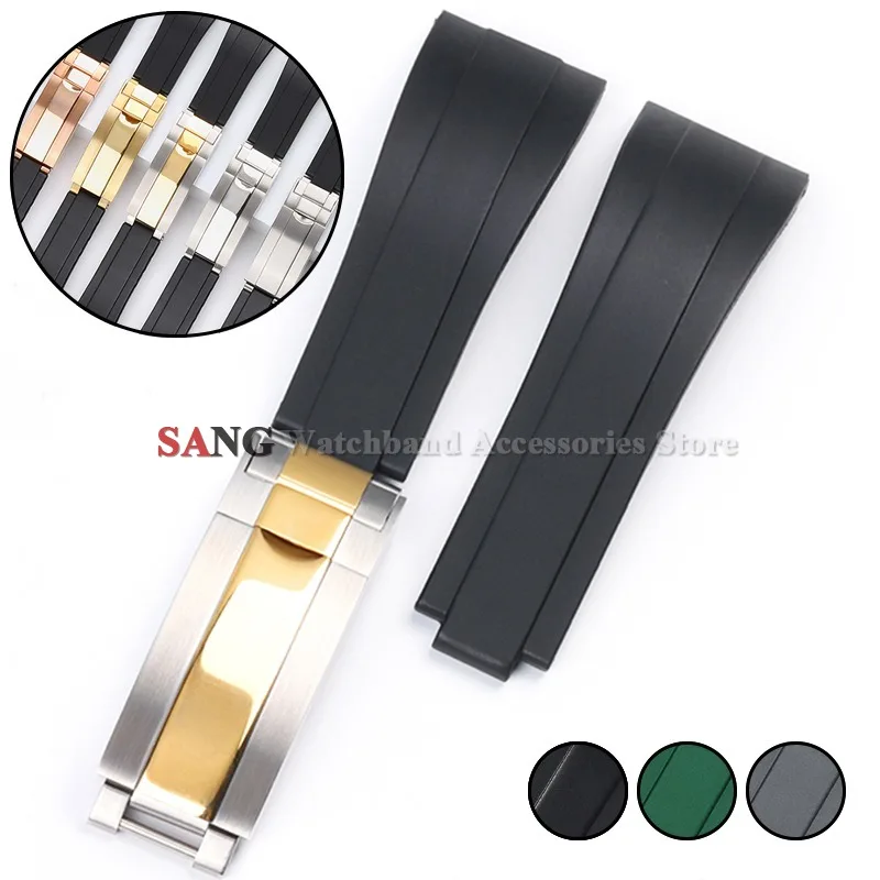 for Rolex for Oysterflex Folding Buckle Wristbelt Band Men Women Rubber Watchband Soft Silicone Watch Straps 20mm Sport Bracelet
