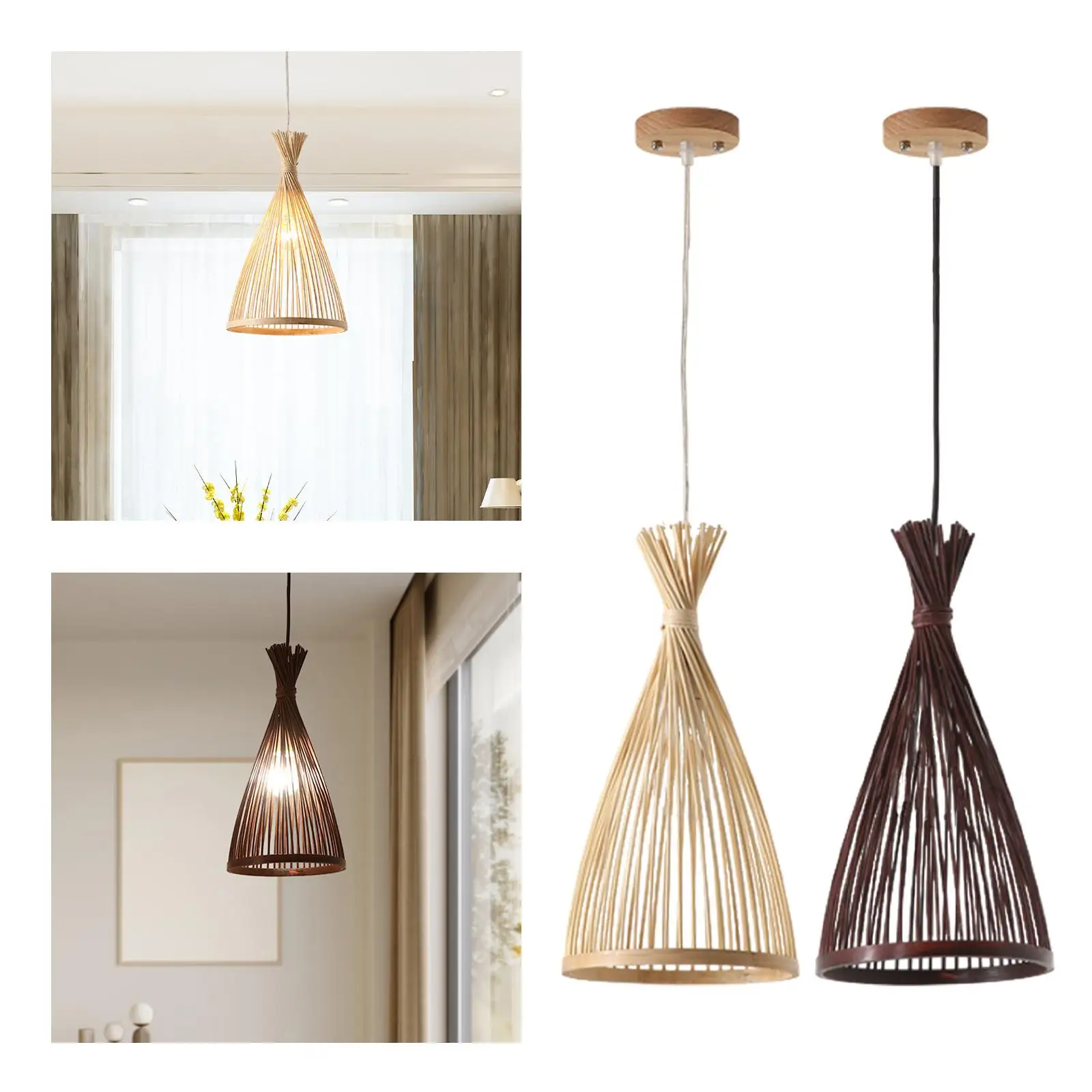 Lampshade Pendant Light Fixtures E27 Elegant Light Shade Bamboo Lampshade for Hotel Bedroom Cafe Living Room Lighting Fixture