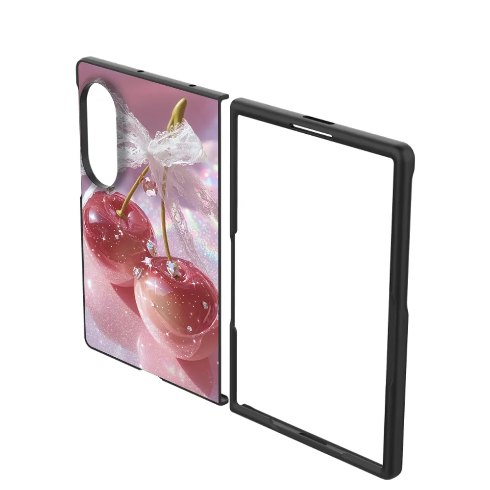 Cover Phone Case for Samsung Galaxy Z Fold 8 ZFold Wide Z Fold8 Wide ZFold8 Pink Strawberries Cherries