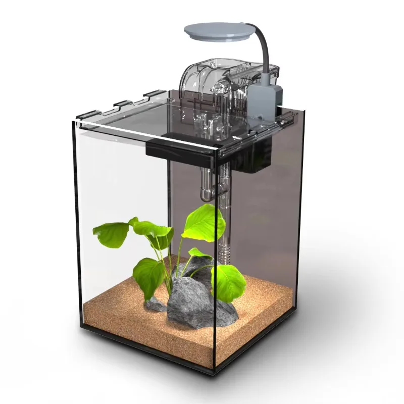 Mini Fish Tank Small Square Tank Glass Water-free Landscaping Ecological Creative Home Desktop Fish Tank