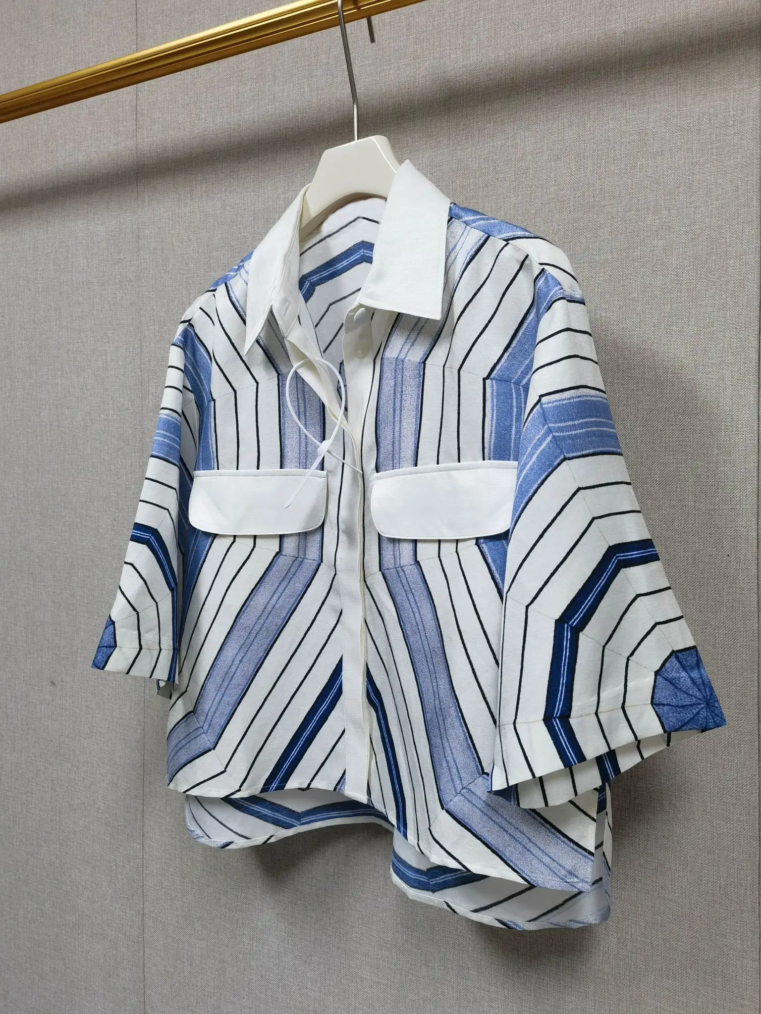 Dames geometrische print set shirt met lange/korte mouwen + elastische taille shorts + onregelmatige geplooide midi-rok mode dame outfit