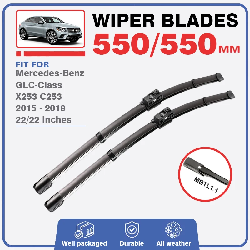 Front Wiper Blades For Mercedes Benz GLC Class X253 C253 2015 - 2019 Coupe Windshield Windscreen Window Accessories 220d 250 300