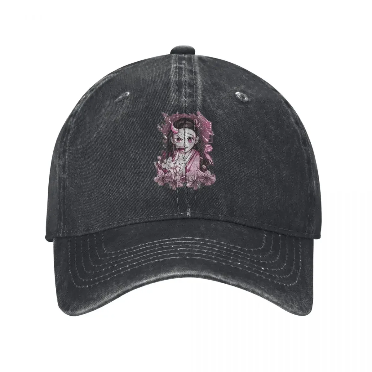 Demon Slayers Nezuko Kamado Baseball Caps Fashion Distressed Denim Anime Headwear Unisex Outdoor Unstructured Soft Hats Cap