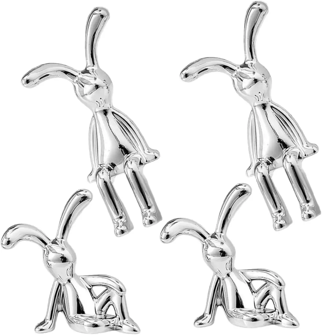 1PC Long Eared Rabbit Decorative Ornaments Cartoon Center Console Decor 3D Pastable Plating Rabbit Home Furnishings Accessories