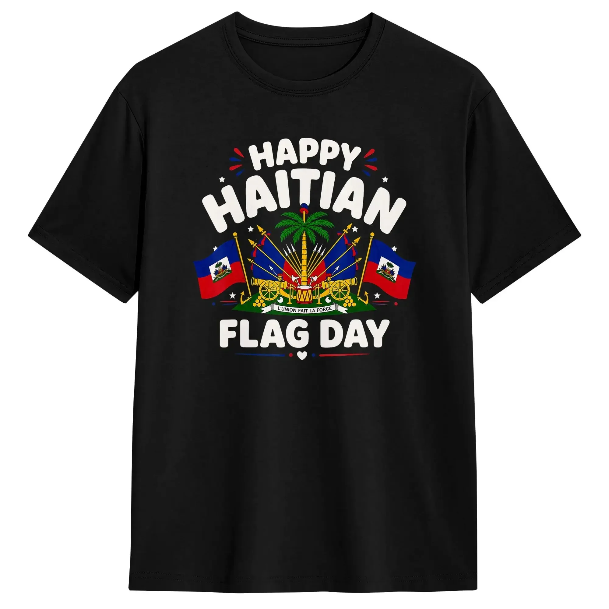 Haitian Flag Day ARt Design 100 Cotton T Shirt For Man Summer Casual T-Shirts O-Neck Leisure Tee Shirt Oversized Clothing
