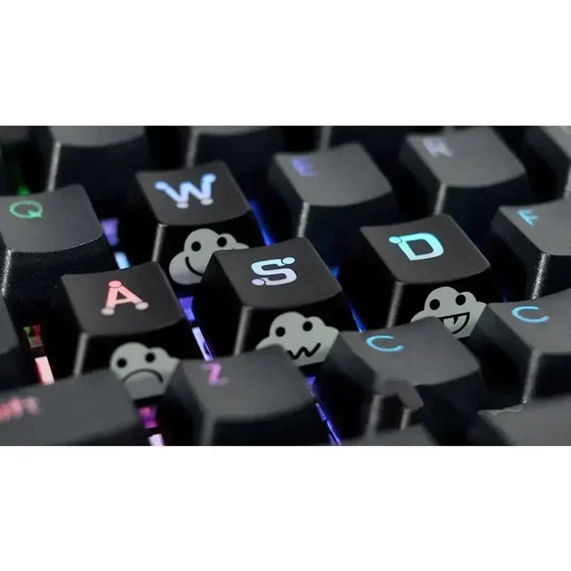 New Cute Emo Keycap Set WASD Arrow Broadside Lighting Key Cap for Mechanical Keyboard Compatible with MX Switch Home Decor