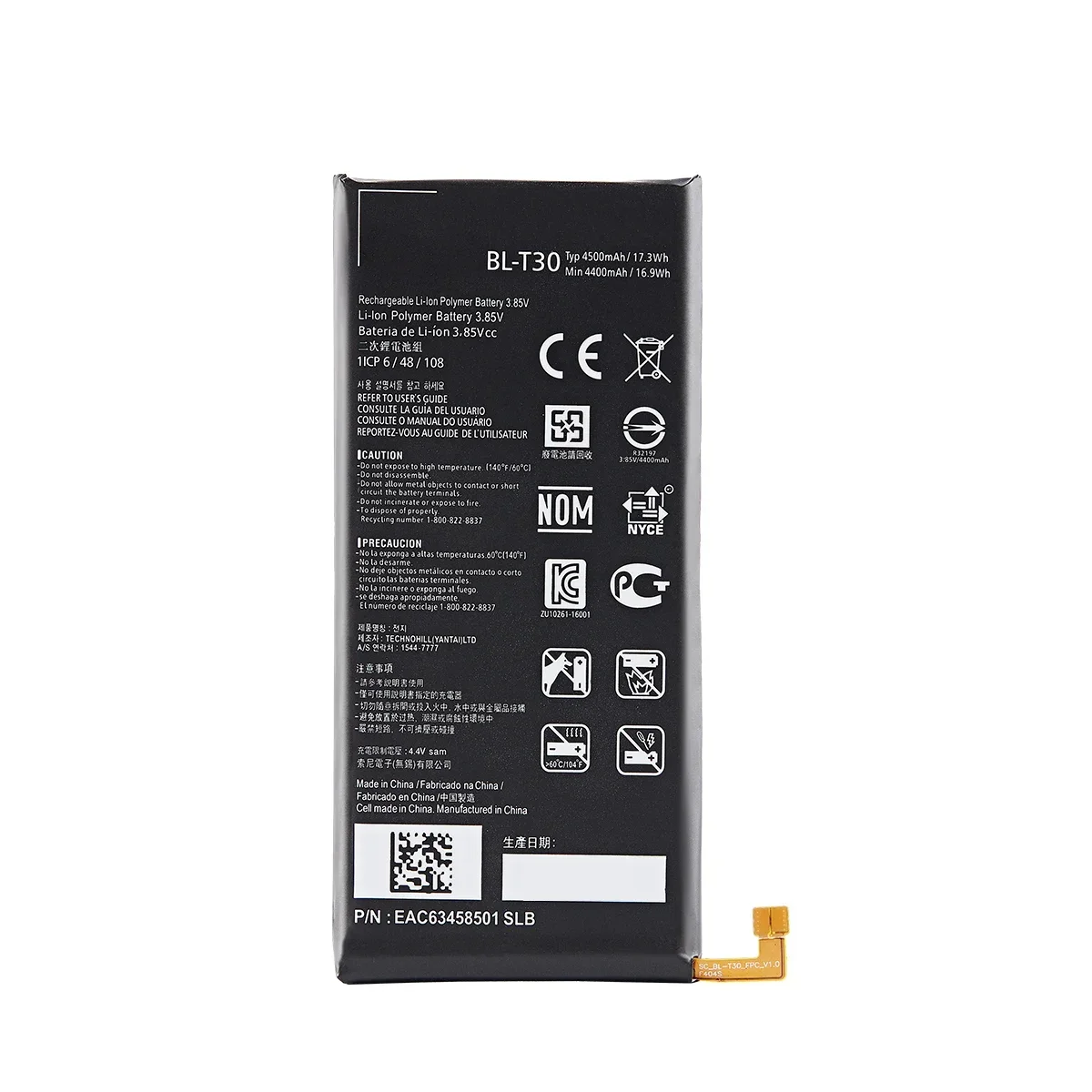 LG X 파워 2 II용 정품 BL-T30 배터리, 파워 2, L64VL, M320F, M320N, M322, L63BL, K10, 파워 M320, M320DSN, M320TV, MLV7N, 4500mAh