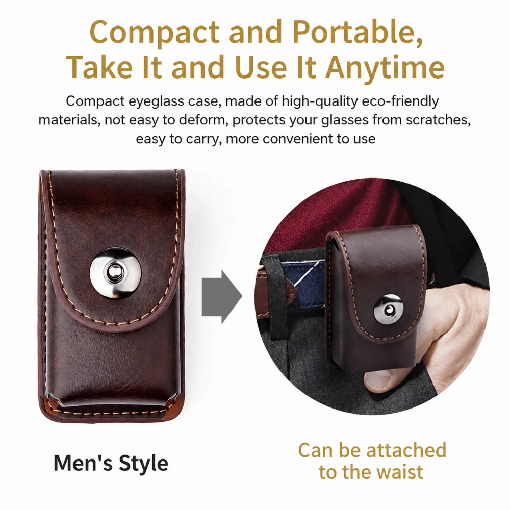 Belt Loop Eyeglass Case Anti Squeeze Premium Look Waist Carry Pack Mini Size Portable Hold Eye Accessory Holder Short Travel