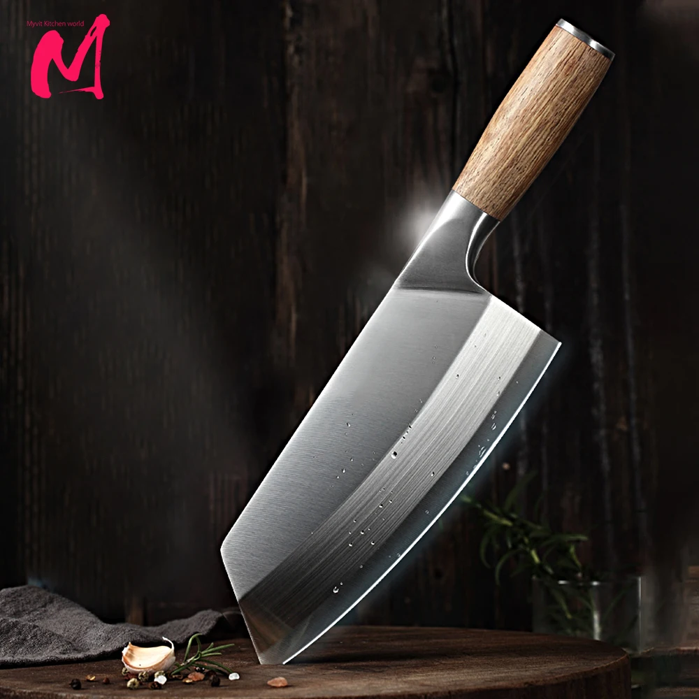 Küchenmesser Hackmesser Kochmesser Edelstahl Rasiermesser scharf schneiden Hackfleisch chinesisches Metzger messer Holzgriff