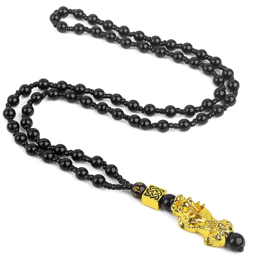 Pixiu Pendant Bring Wealth and Good Luck Charm Car Ornament Chinese Feng Shui Faith Obsidian Stone Beads Car Decoration