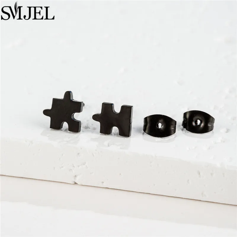 Unique Stainless Steel Stud Earrings Small Snowflake Eyes Jigsaw Dinosaur Earring for Women Star Moon Studs Personality Gift