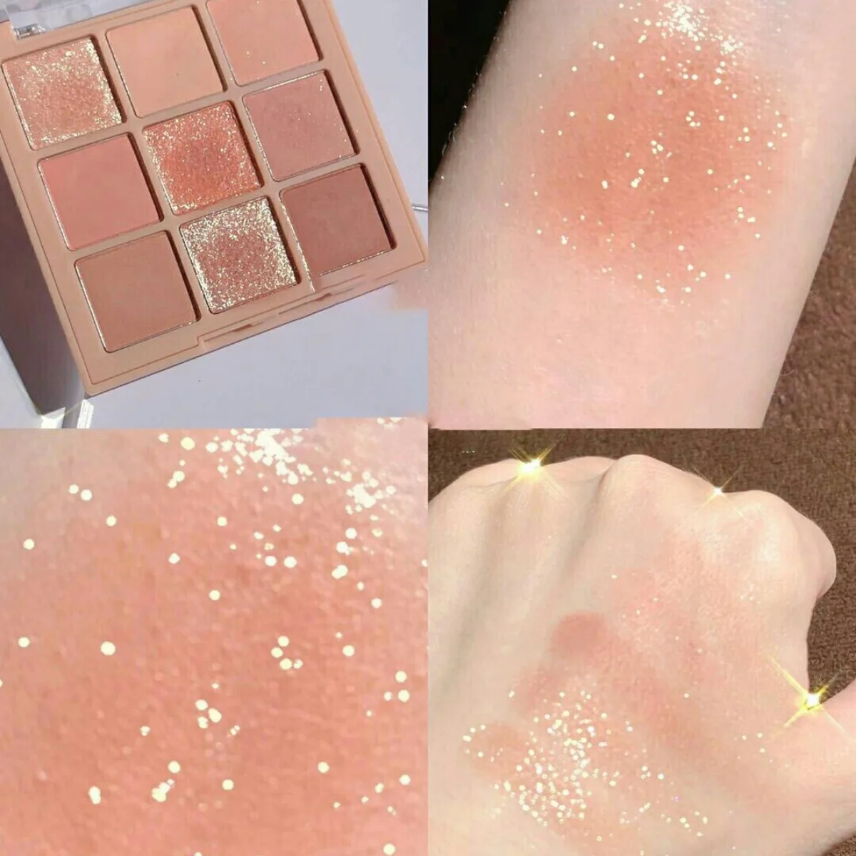 9色のアイシャドウパレット：オートミルクティー、パール＆マット、滑らかな質感、落ちにくい。 お祭り、学校、結婚式、日常使いに。