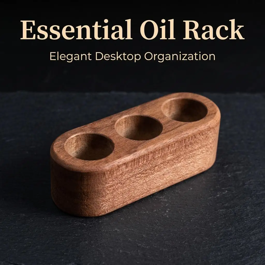 Premium Ebony Storage Rack Essential Oil Wood Stand for Diffuser Bottles Shelf