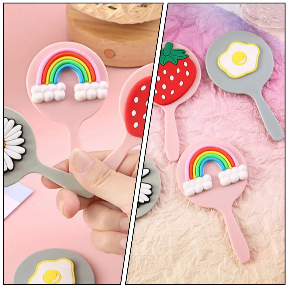 مرآة محمولة باليد للنساء، مرآة مكياج مدمجة أنيقة مع تصميم مريح، إكسسوارات تجميل للسفر #3