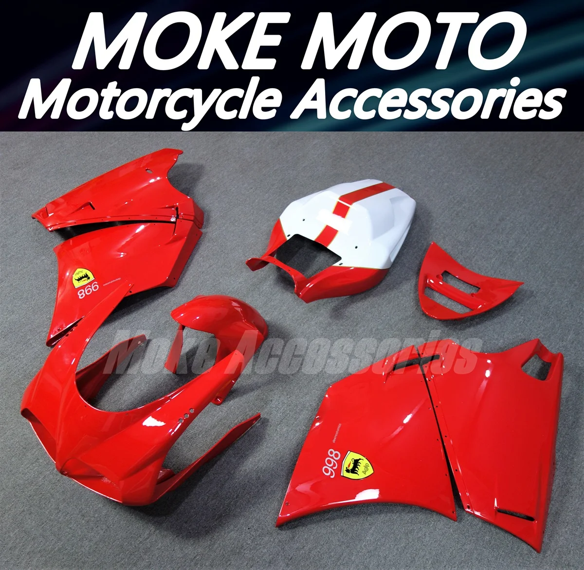 Moke moto Motorcycle Fairings Kit Fit For 748 916 996 998 Bodywork Set Abs High Quality Injection NEW Red